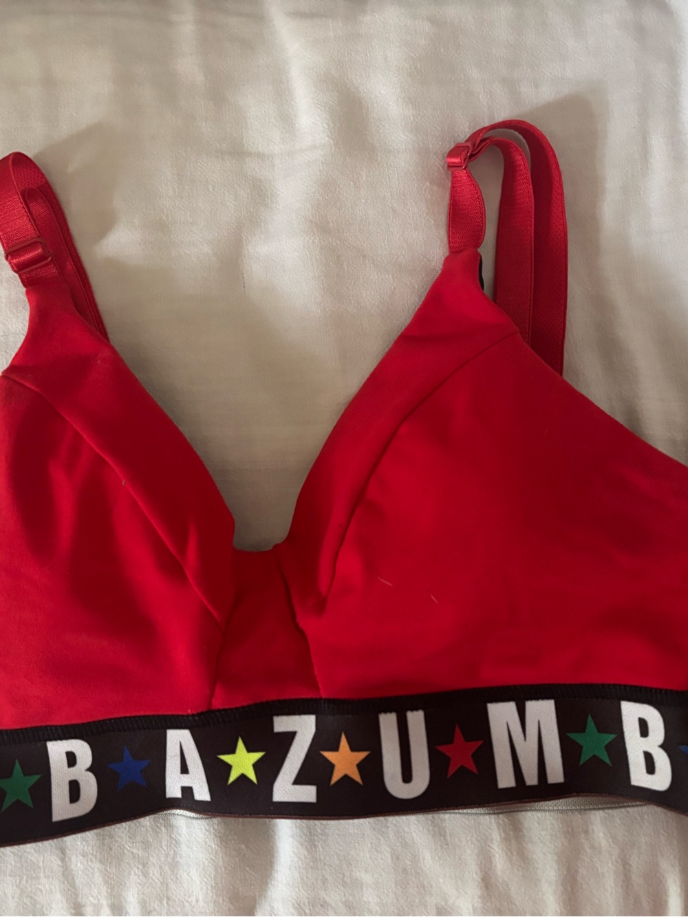 Zumba Red Wireless Bralette with Logo Elastic Band